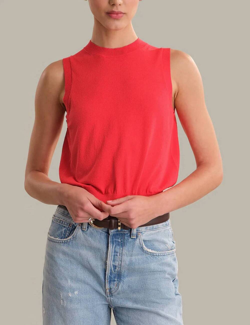 NEW 525 AMERICA talia sweater shell top in hibiscus